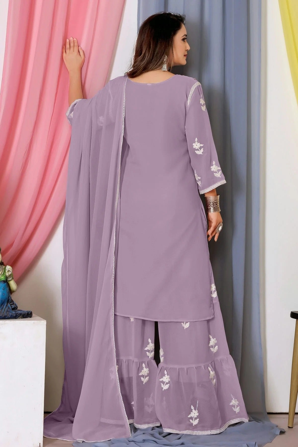 Purple Colour Bamber Georgette Sharara Suit SM1110568 A