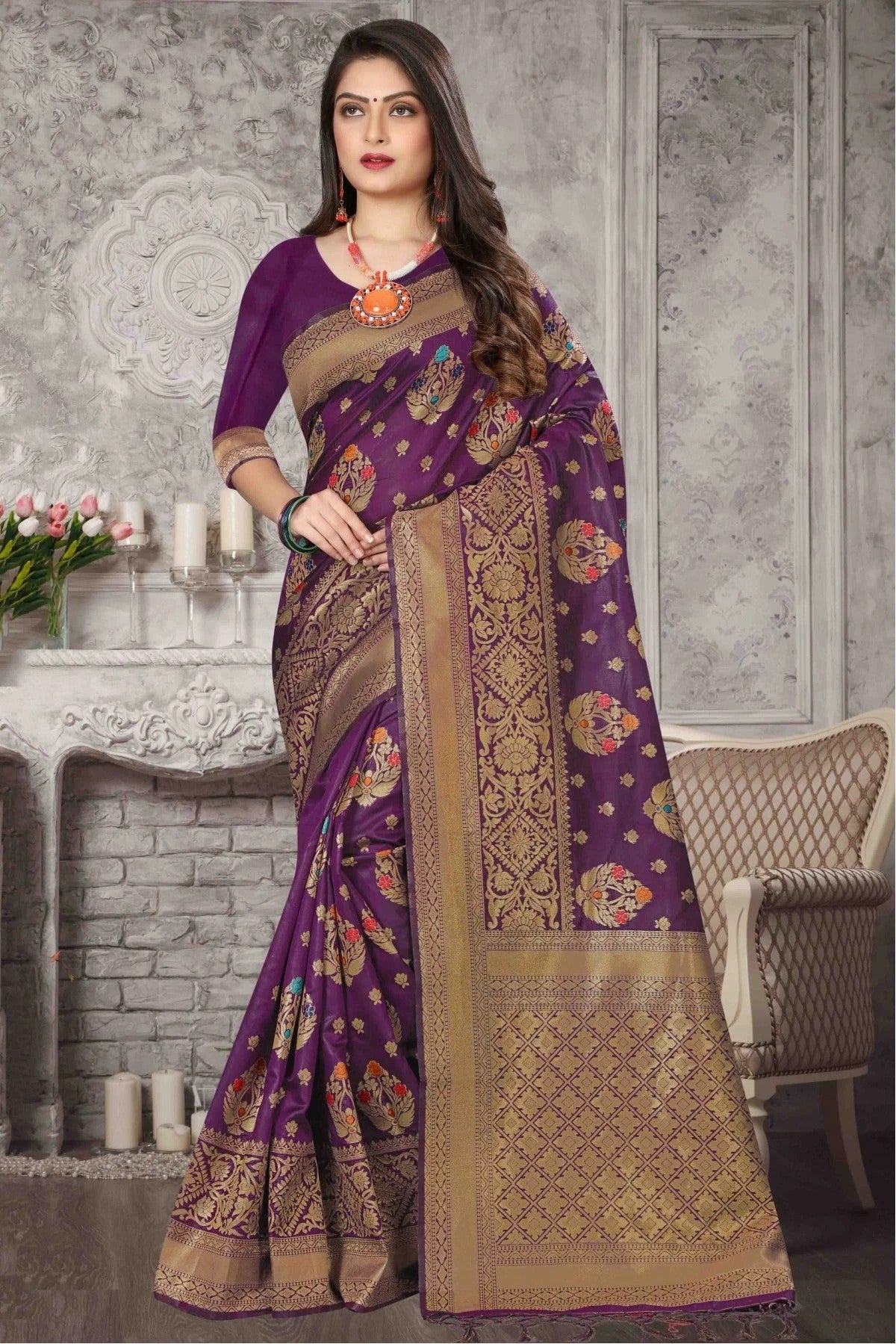 Purple Colour Banarasi Art Silk Traditional Saree SD1120712