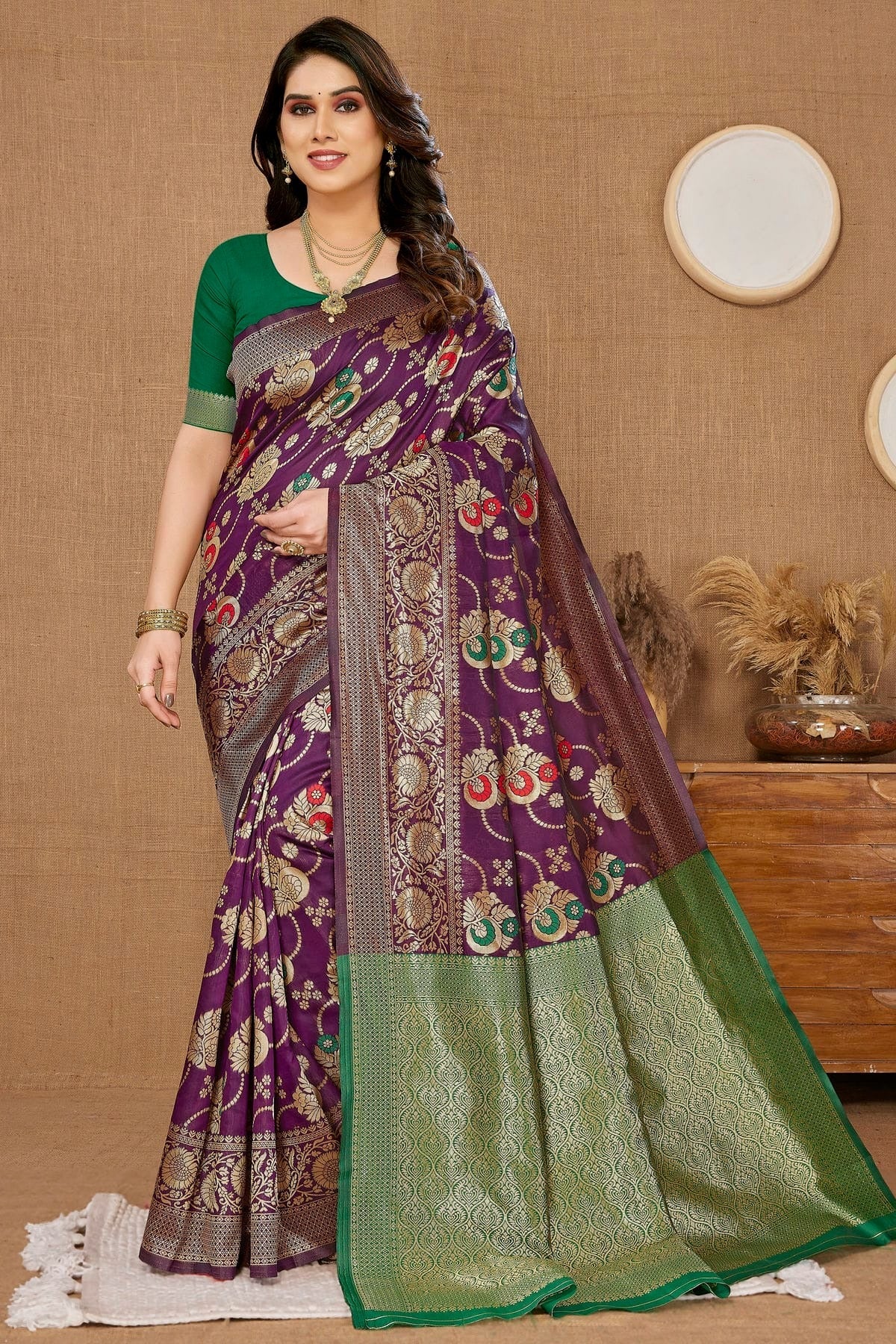Purple Colour Banarasi Silk Saree SD1110286