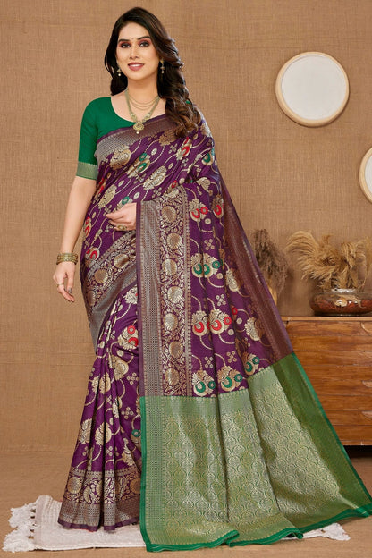 Purple Colour Banarasi Silk Saree SD1110286