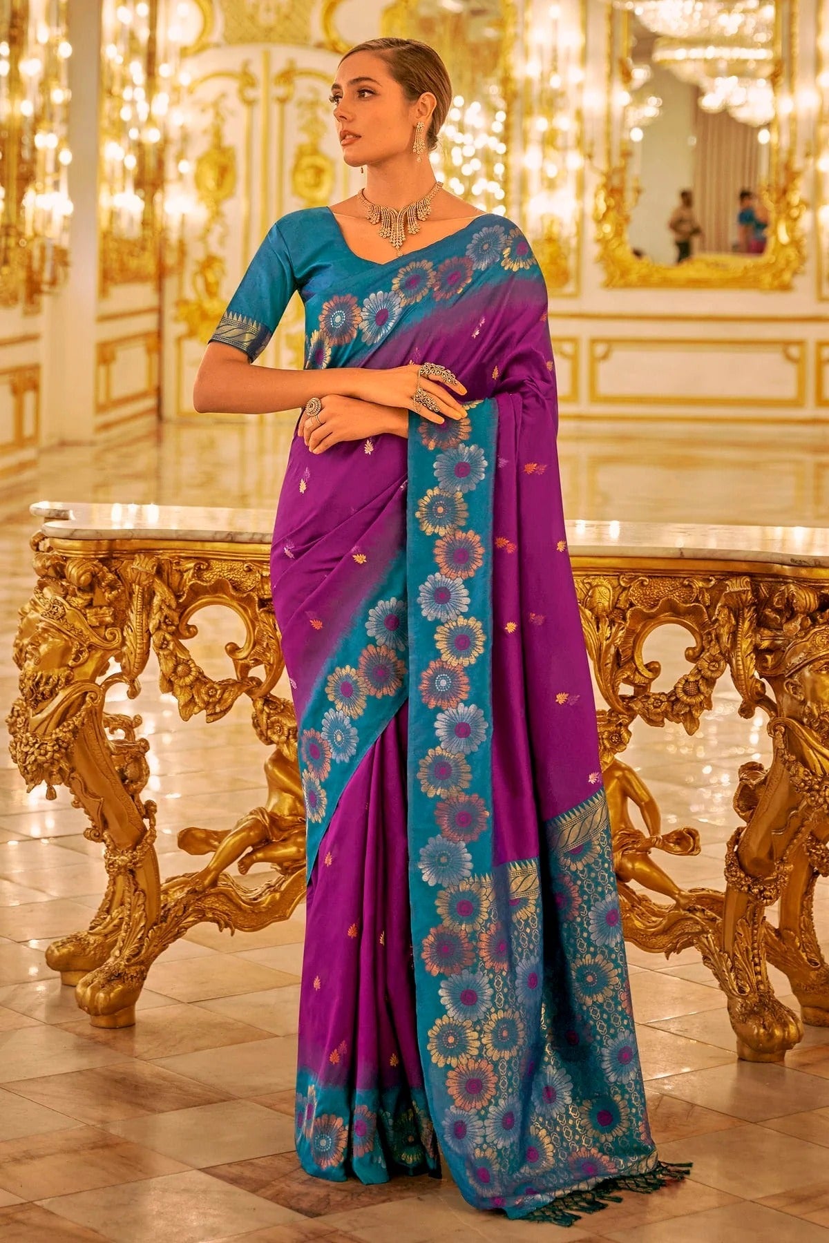 Purple Colour Banarasi Silk Saree SD1110342