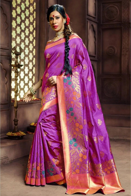 Purple Colour Banarasi Silk Woven Saree SD1100167