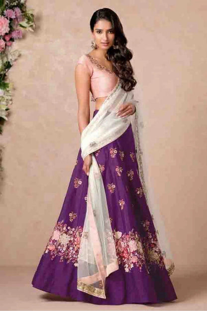 Purple Colour Banglori Silk Lehenga Choli LC1010009 A