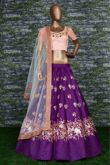 Purple Colour Banglori Silk Lehenga Choli LC1010009 B