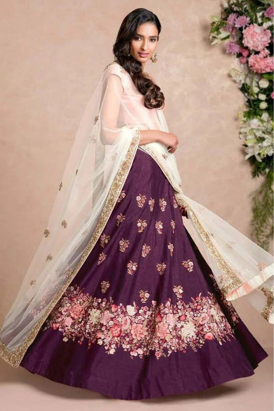 Purple Colour Banglori Silk Lehenga Choli LC1010009