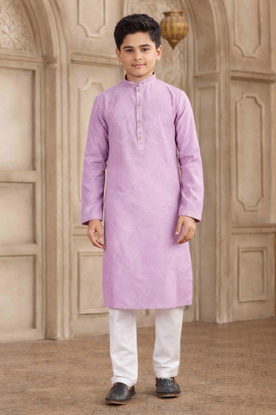 Purple Colour Brocade Art Silk Pintux Work Kurta Pajama