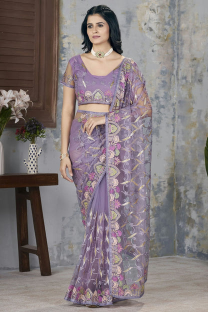 Purple Colour Butterfly Net Designer Saree SD1112565