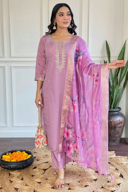 Purple Colour Chanderi Stitched Salwar Suit SS1111581