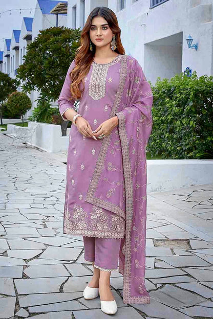Purple Colour Chanderi Stitched Suit SS1113332
