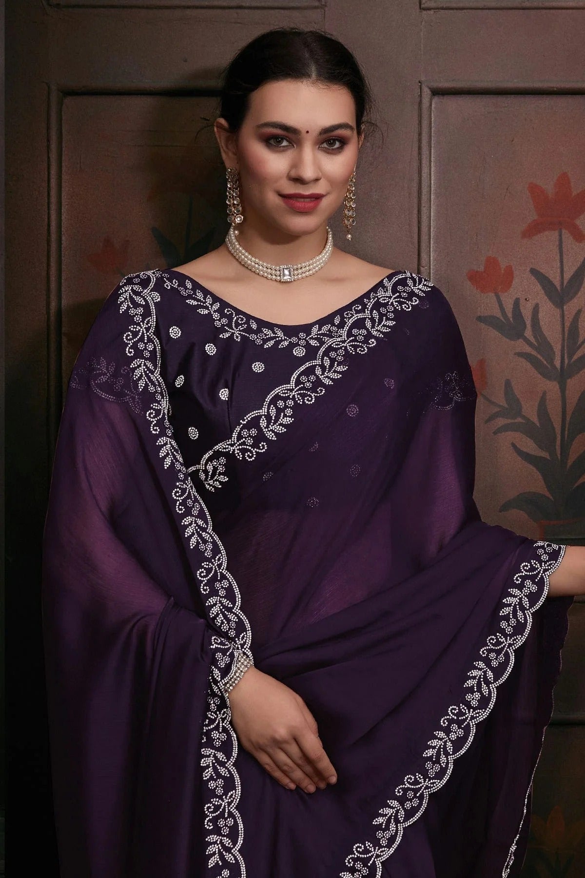 Purple Colour Chiffon Designer Saree LC1121768 A