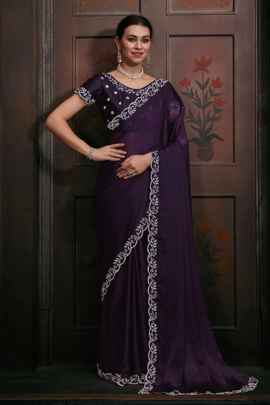 Purple Colour Chiffon Designer Saree LC1121768