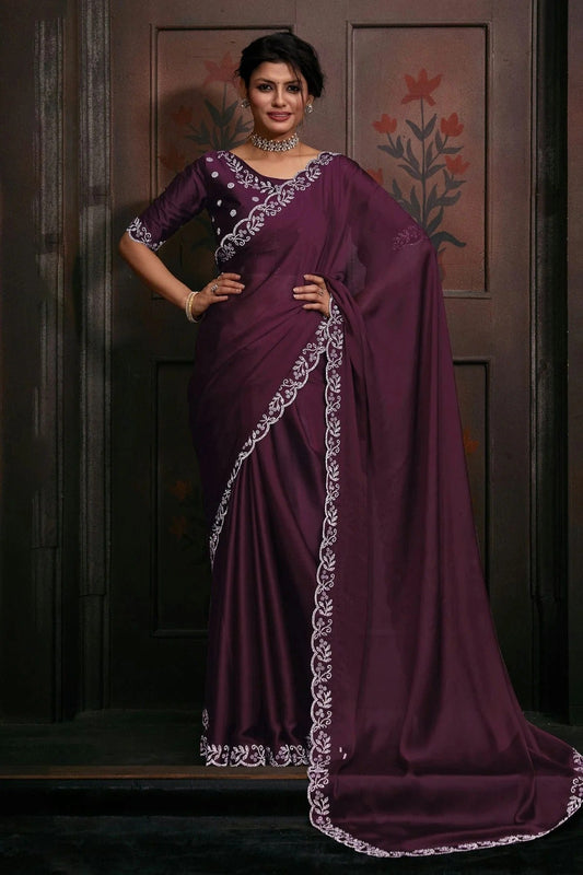 Purple Colour Chiffon Designer Saree LC1121772