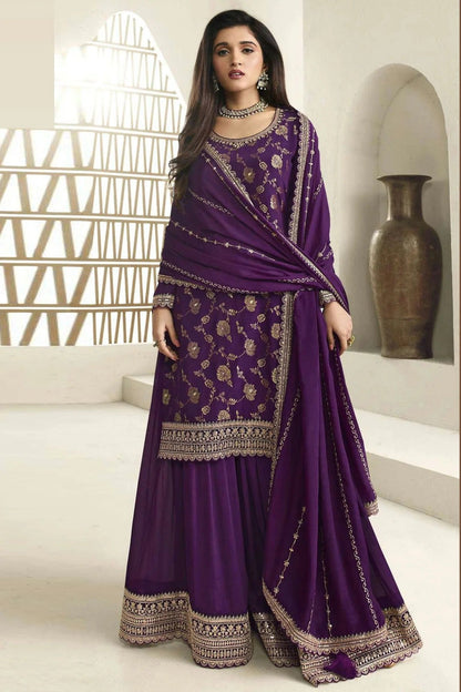 Purple Colour Chinon Sharara Suit SM1110701