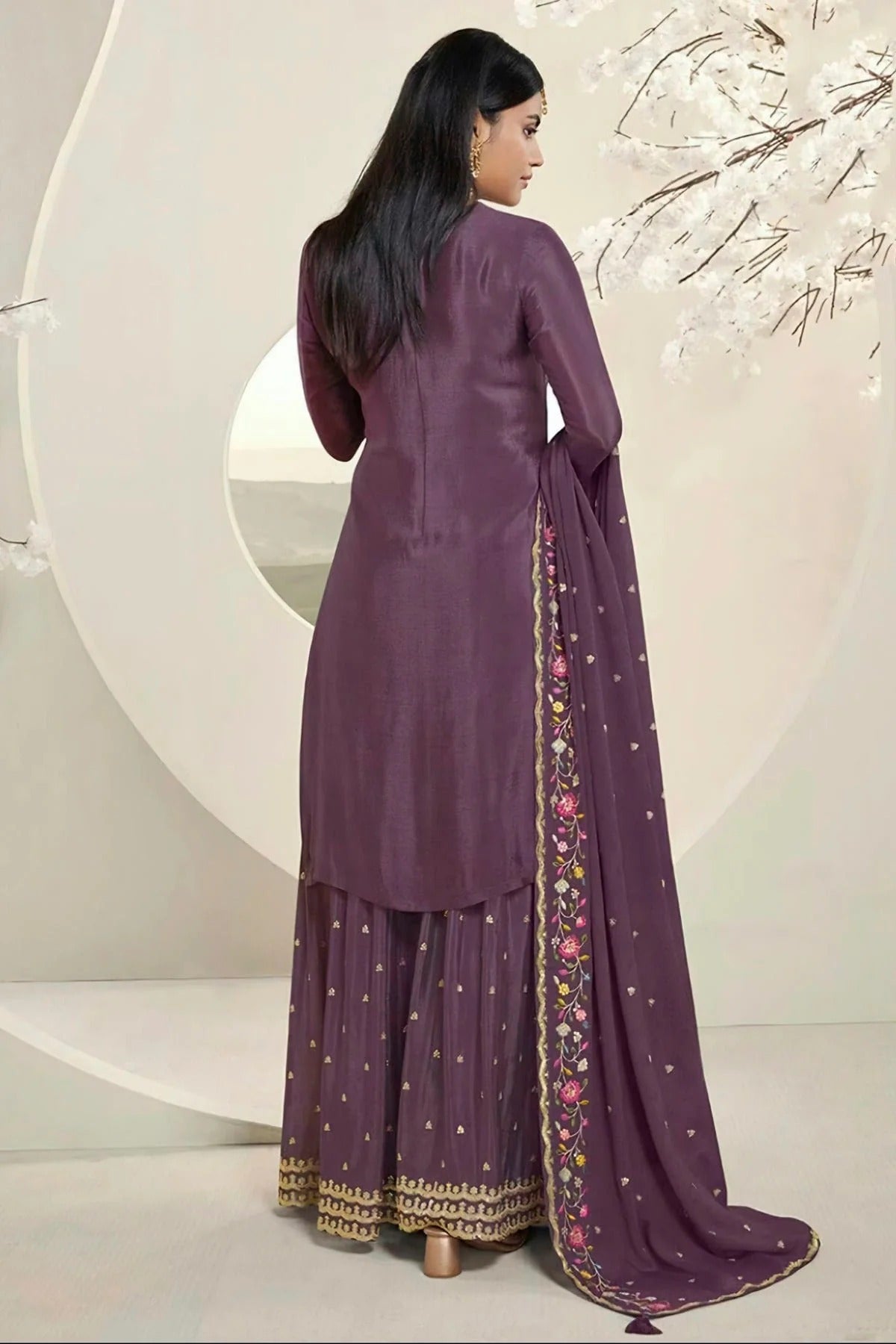 Purple Colour Chinon Sharara Suit SM1110718 A