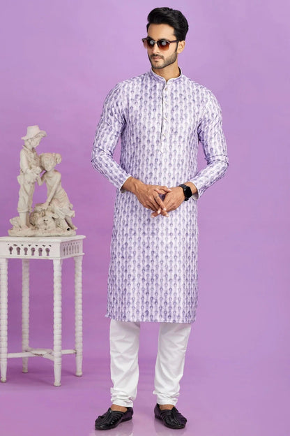 Purple Colour Cotton Pintex Work Kurta Pajama KP1230191 A