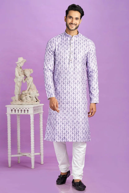 Purple Colour Cotton Pintex Work Kurta Pajama KP1230191