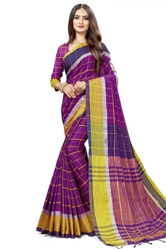 Purple Colour Cotton Silk Printed Saree SD1100857