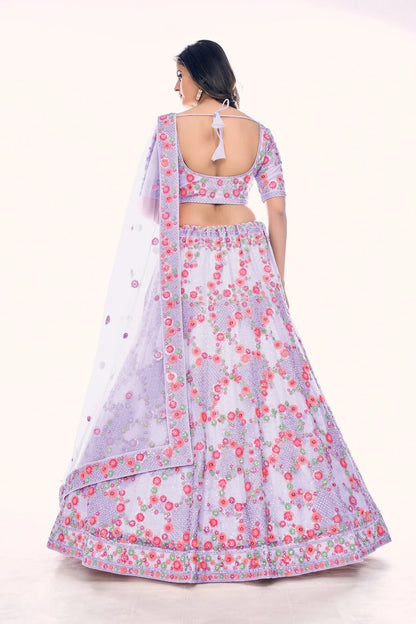 Purple Colour Embroidery Soft Net Lehenga Choli LD1080763 A