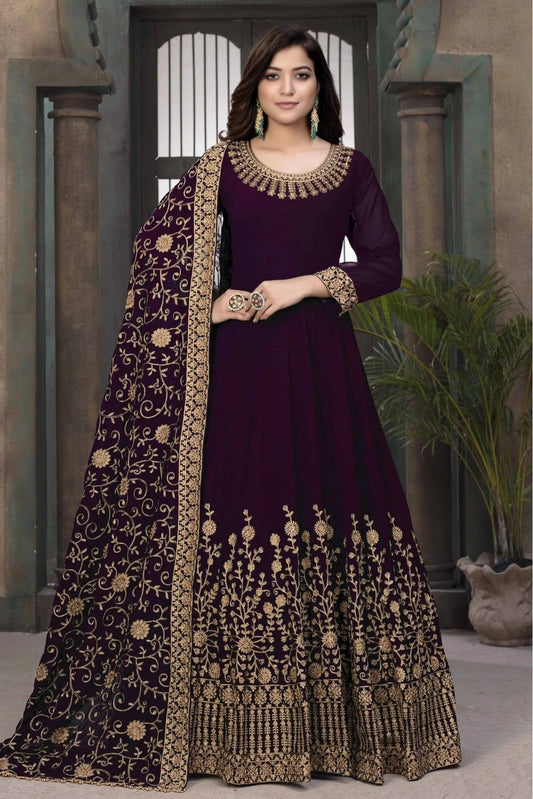 Purple Colour Faux Georgette Anarkali Suit SM1050056