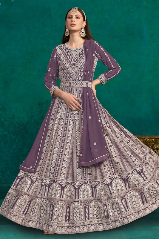 Purple Colour Faux Georgette Anarkali Suit SM1050545