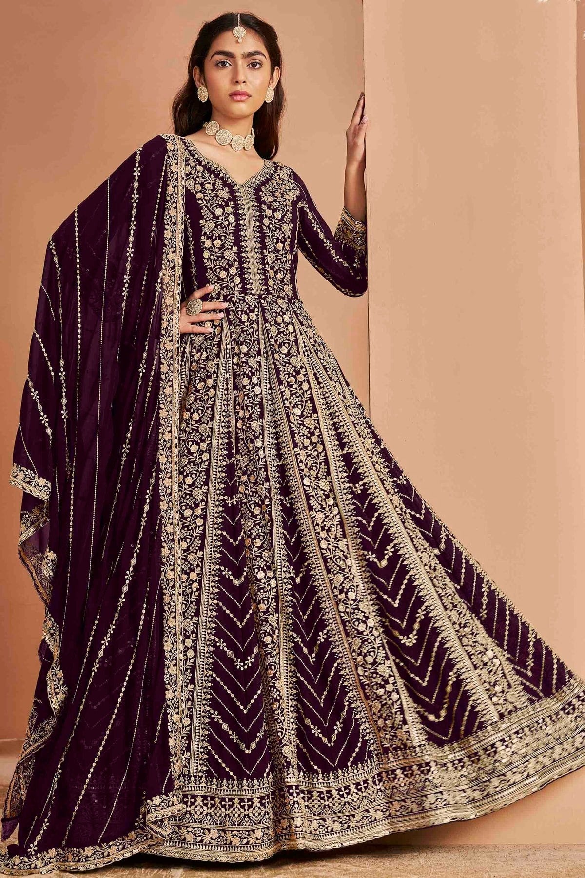 Purple Colour Faux Georgette Anarkali Suit SM1050736