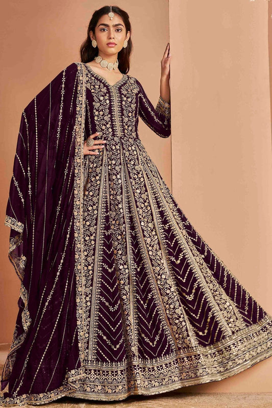 Purple Colour Faux Georgette Anarkali Suit SM1050736