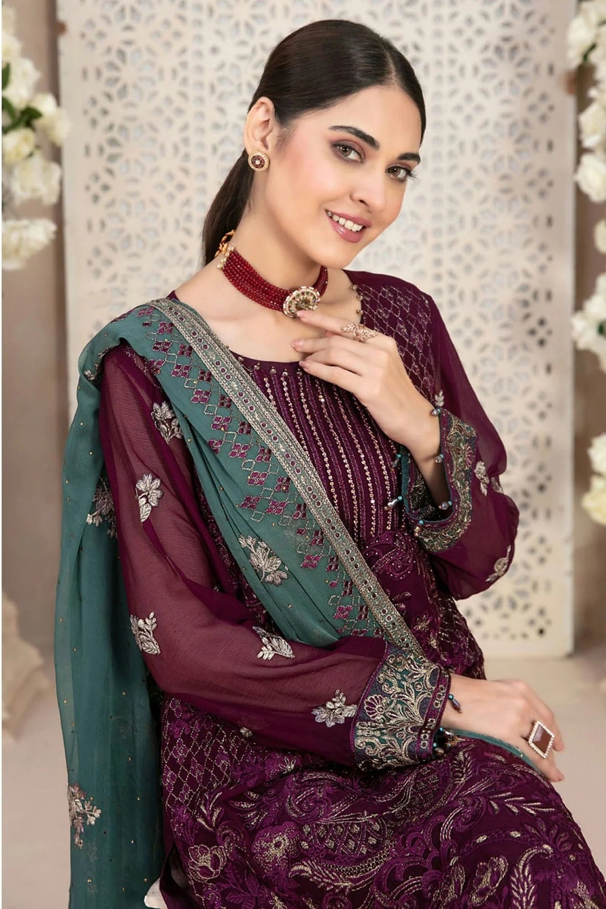 Purple Colour Faux Georgette Pakistani Suit SM1140049 A