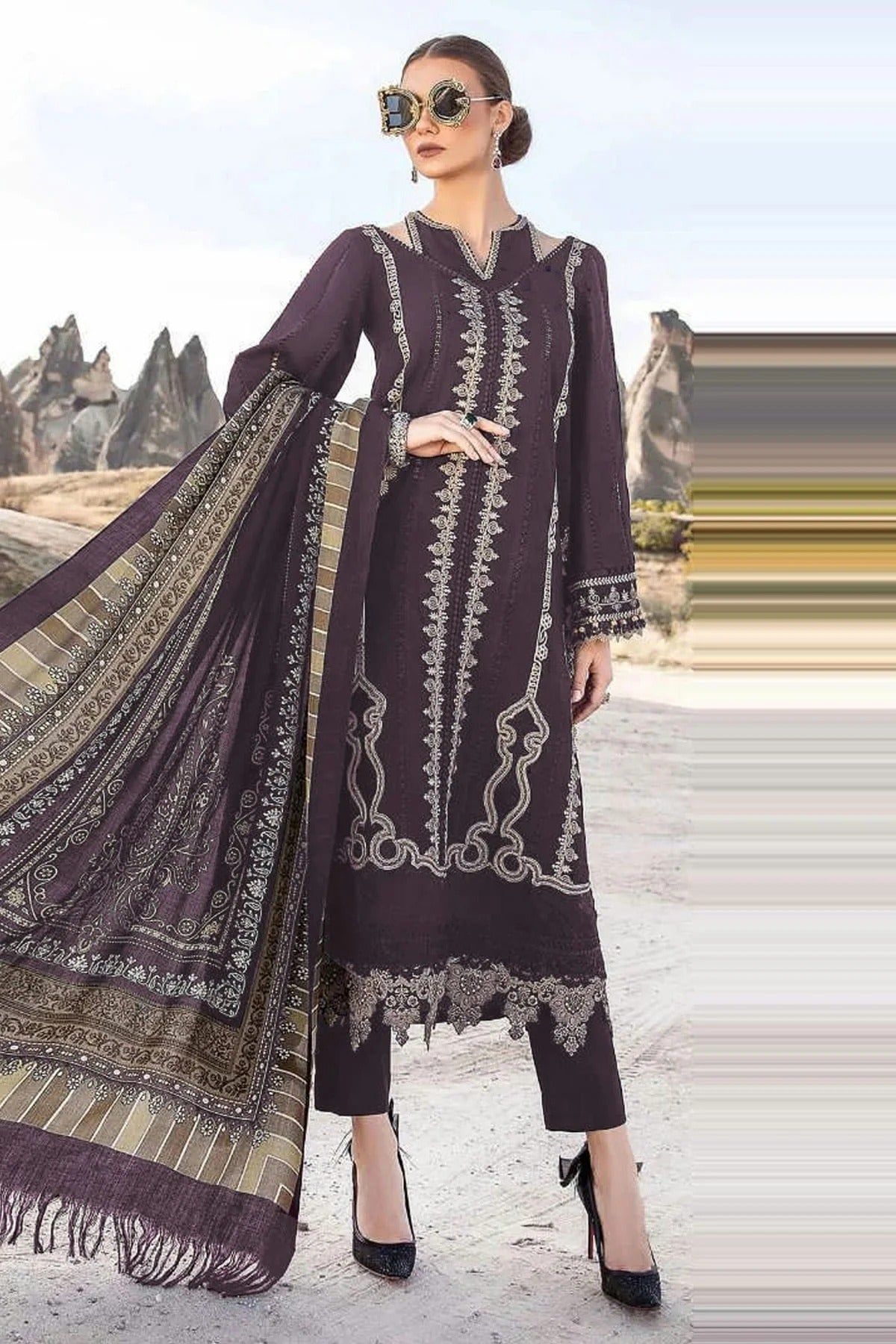 Purple Colour Faux Georgette Pakistani Suit SM1140057