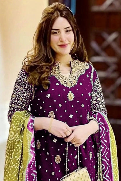 Purple Colour Faux Georgette Pakistani Suit SM1140077 A