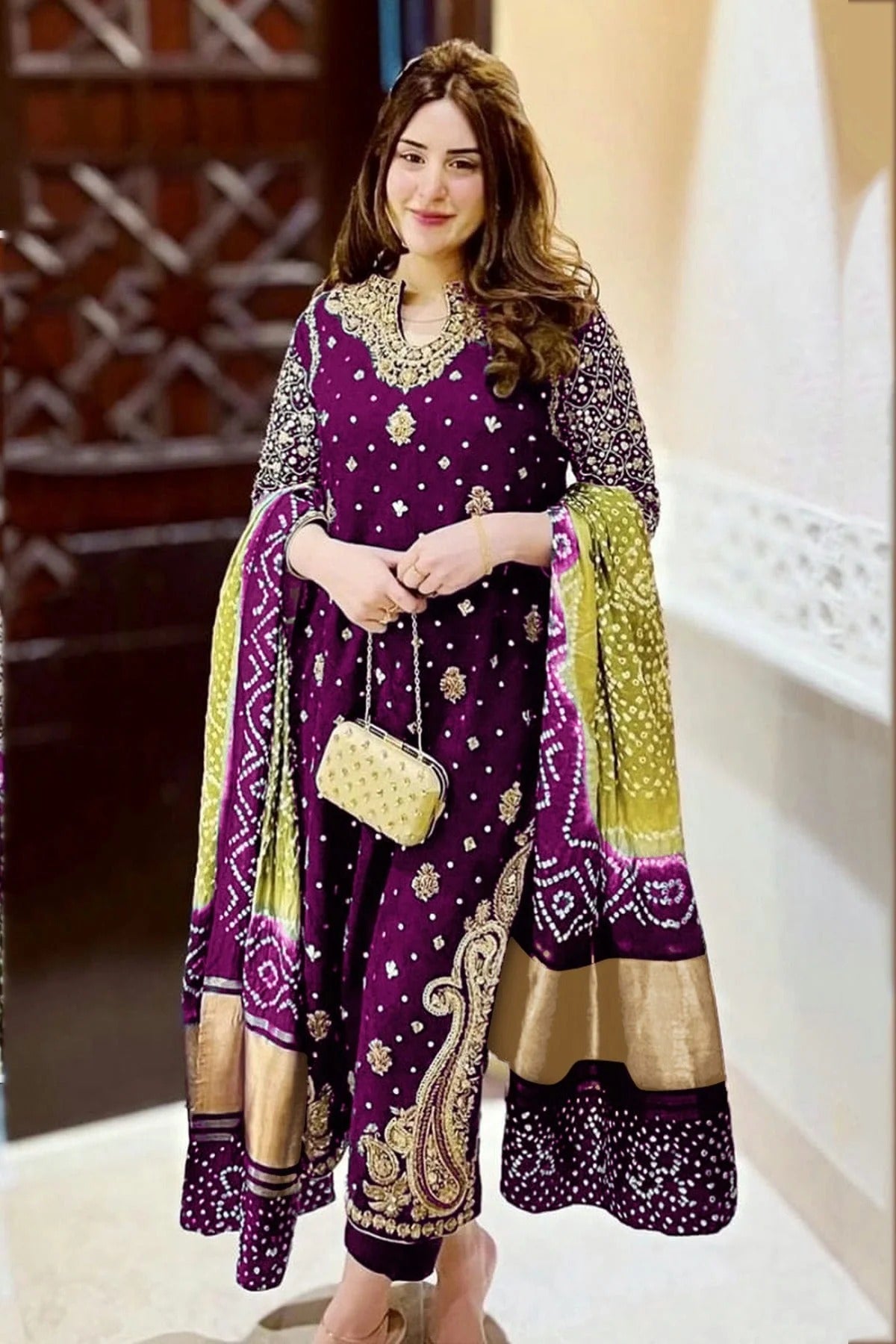 Purple Colour Faux Georgette Pakistani Suit SM1140077