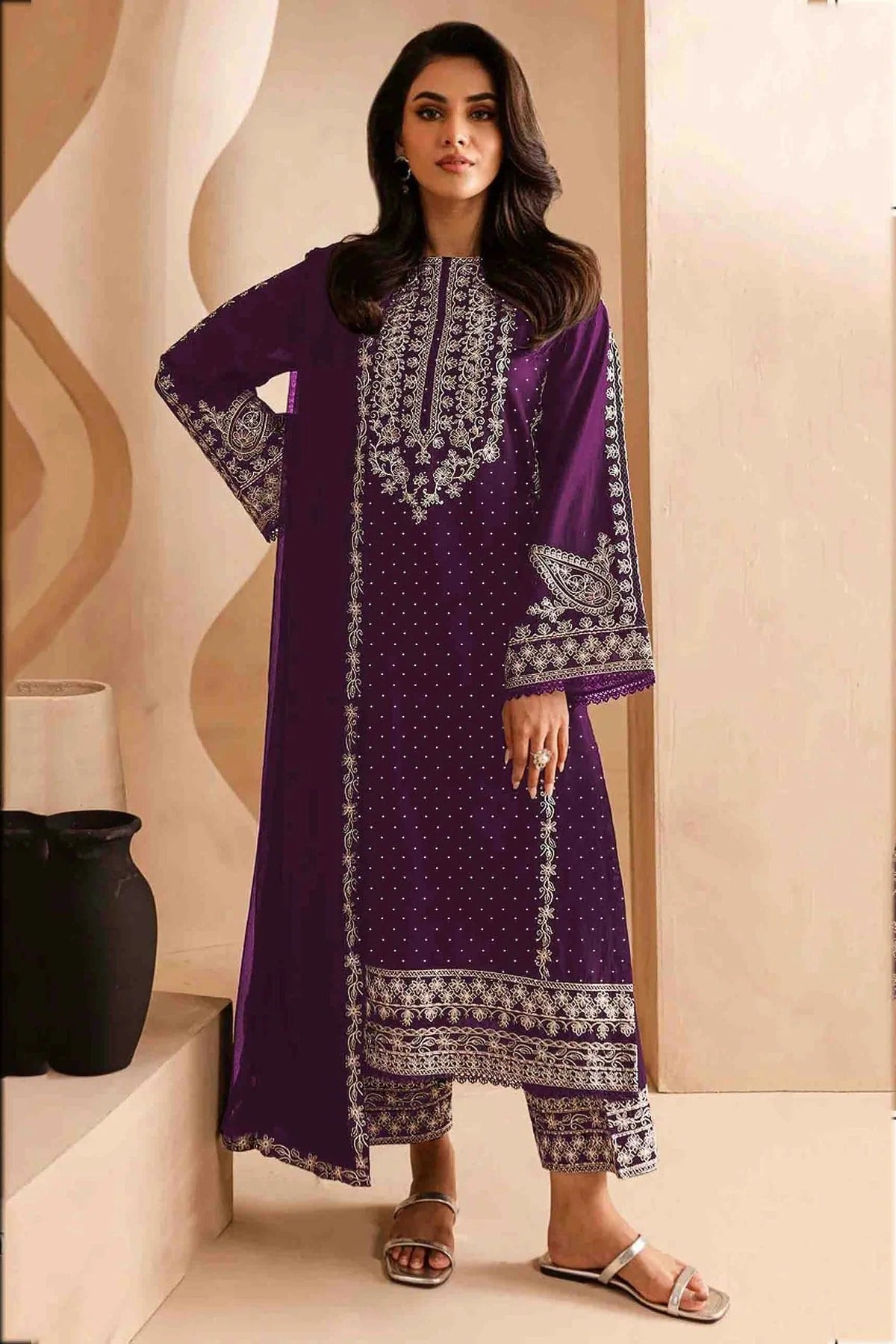 Purple Colour Faux Georgette Pakistani Suit SM1140810