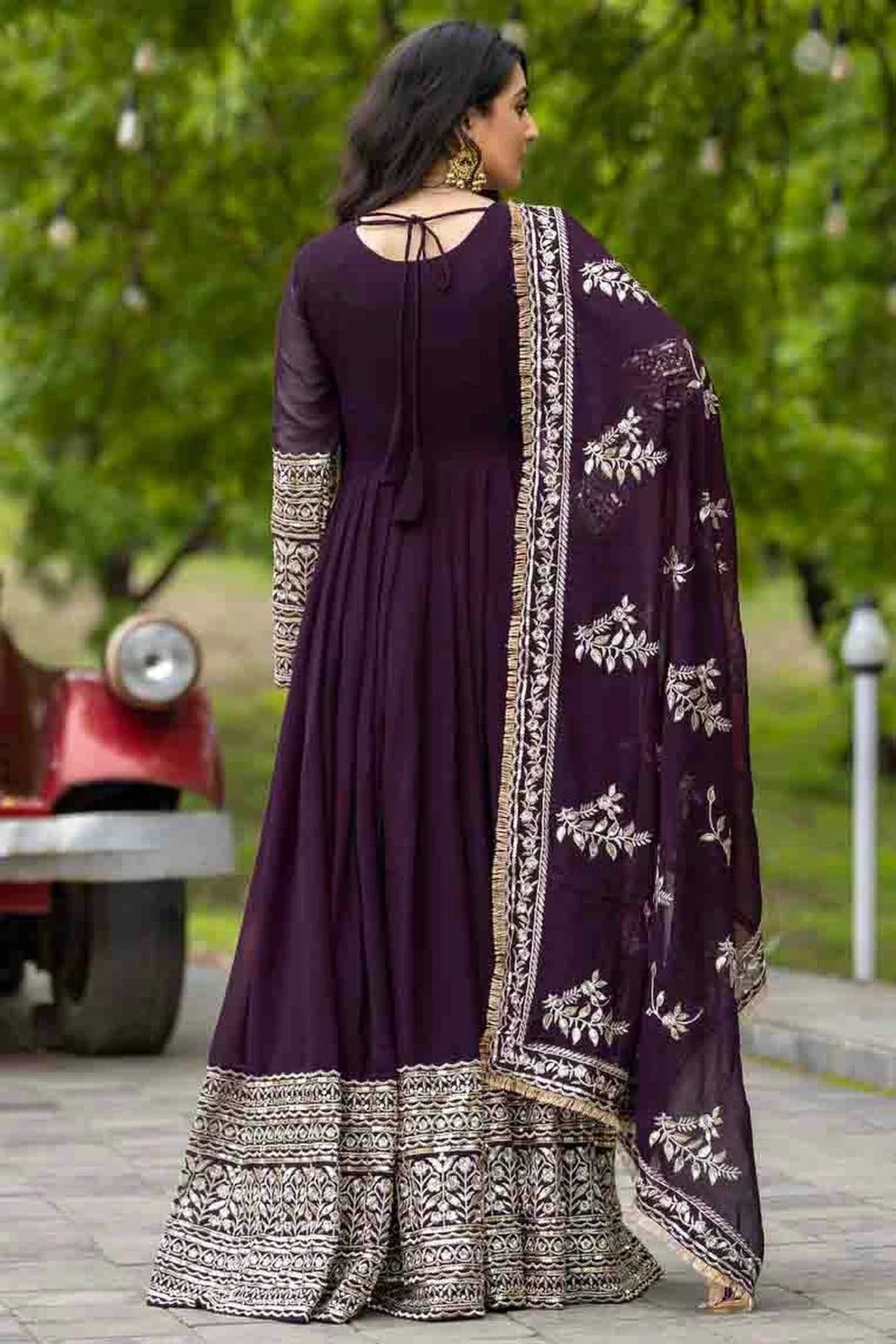 Purple Colour Faux Georgette Stitched Anarkali Suit SS1140942 A