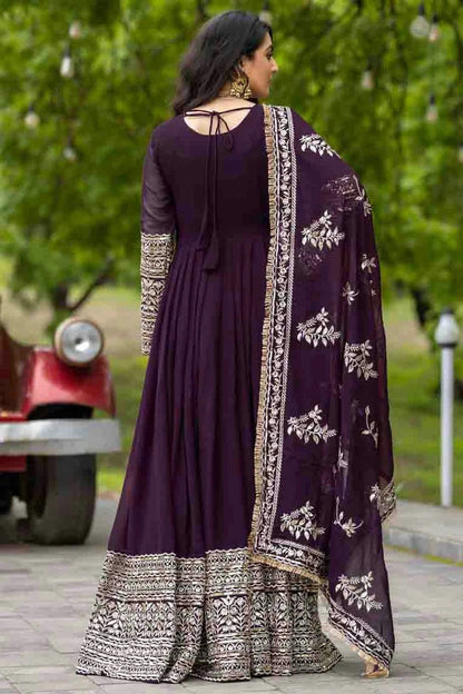 Purple Colour Faux Georgette Stitched Anarkali Suit SS1140942 A