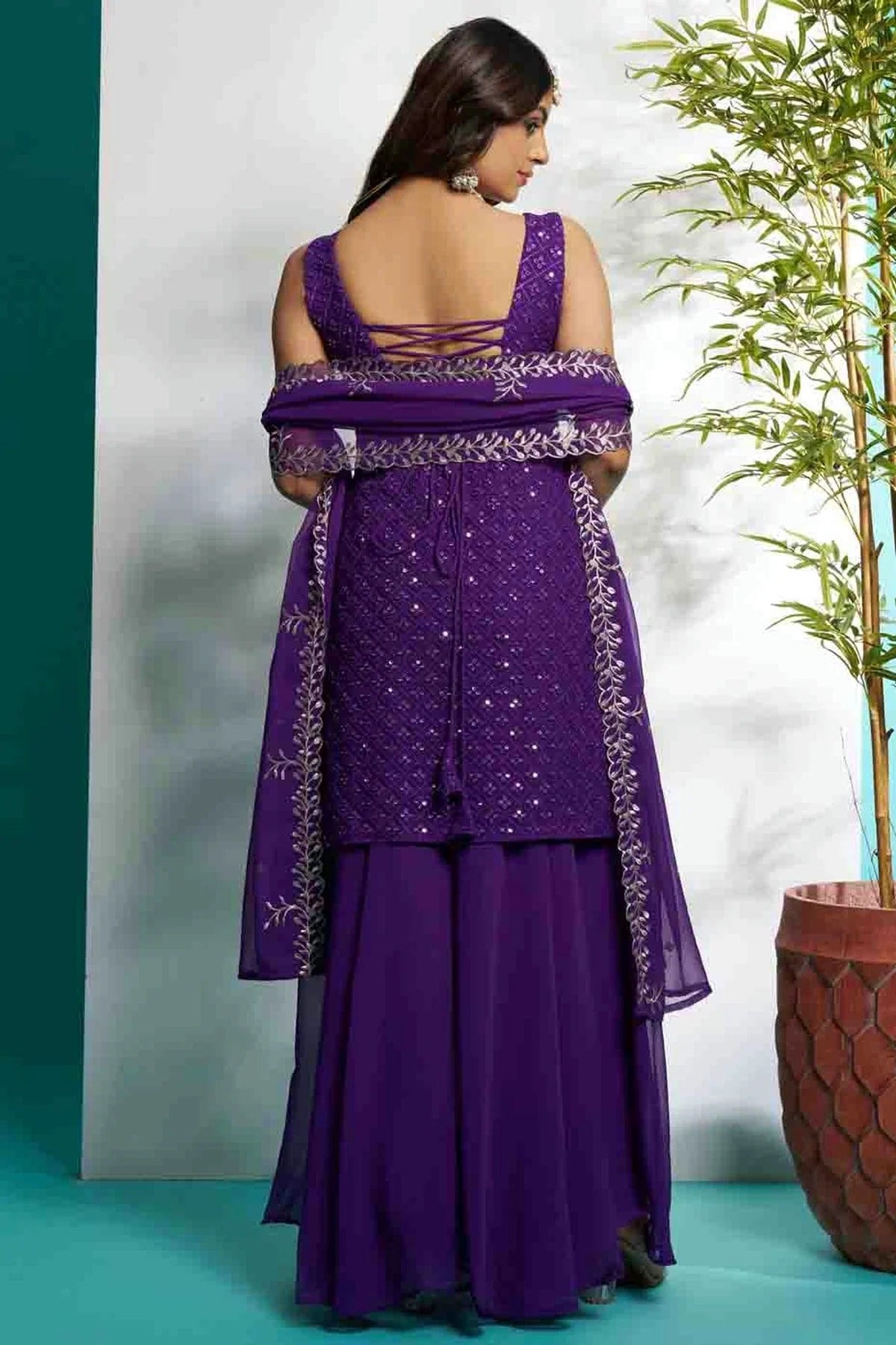 Purple Colour Faux Georgette Stitched Suit SS1112897 A