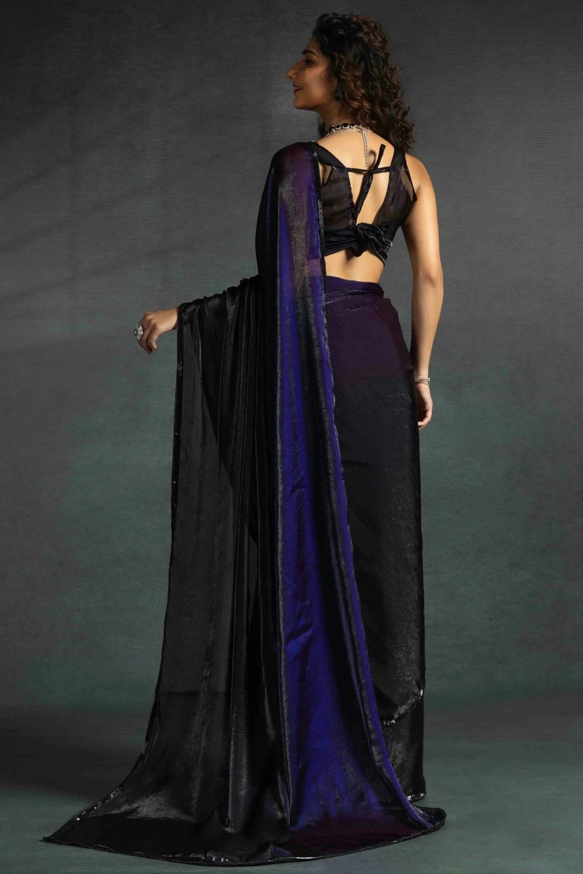 Purple Colour Fendi Satin Silk Ready To Wear Saree SD1122029 A