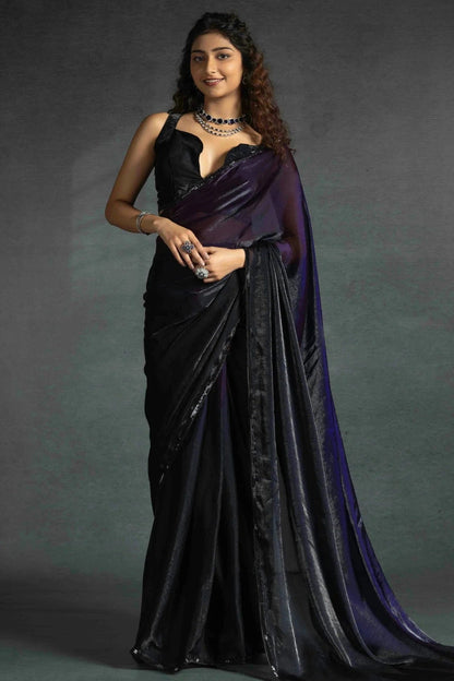 Purple Colour Fendi Satin Silk Ready To Wear Saree SD1122029