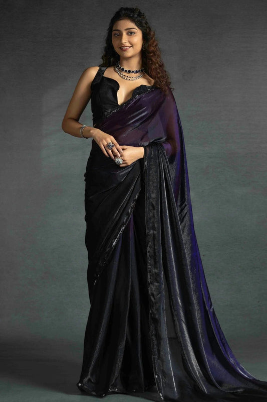 Purple Colour Fendi Satin Silk Ready To Wear Saree SD1122029