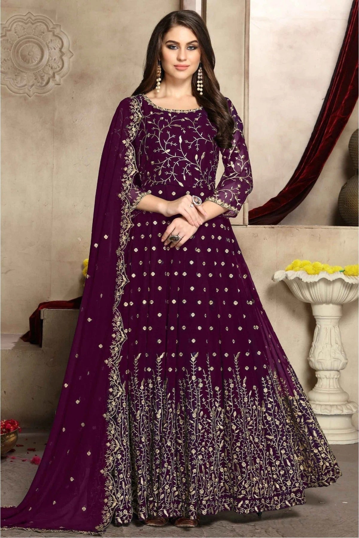 Purple Colour Georgette Anarkali Suit SM1050010