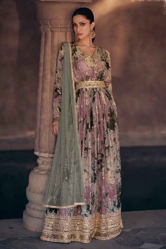 Purple Colour Georgette Anarkali Suit SM1140080