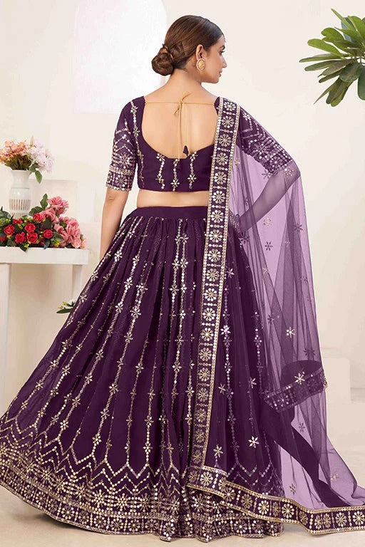 Purple Colour Georgette Designer Lehenga Choli LC1240023 A