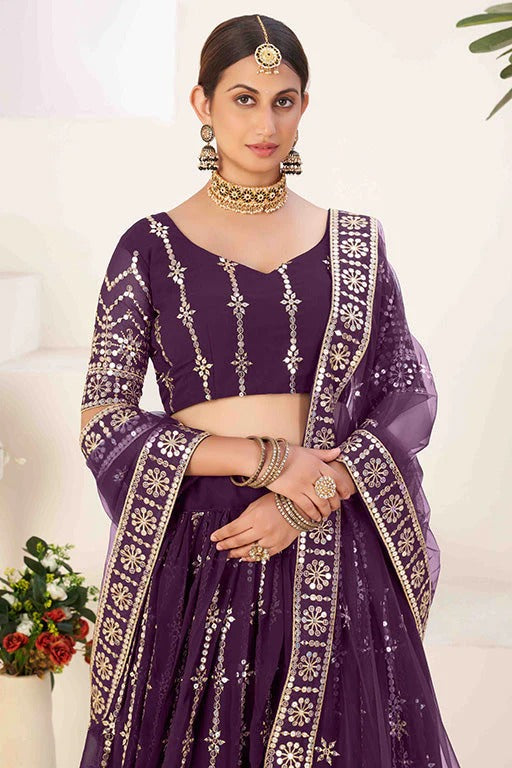 Purple Colour Georgette Designer Lehenga Choli LC1240023 B