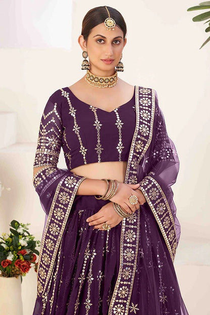 Purple Colour Georgette Designer Lehenga Choli LC1240023 B
