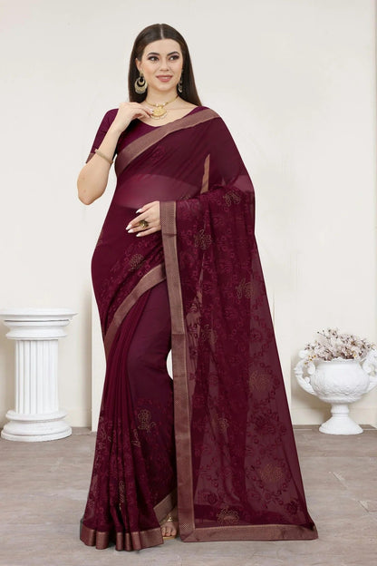 Purple Colour Georgette Designer Saree LC1121313