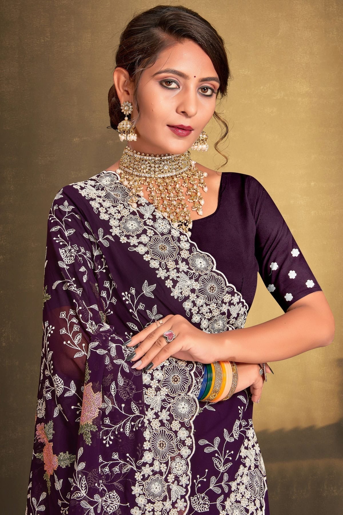 Purple Colour Georgette Designer Saree LC1121515 A