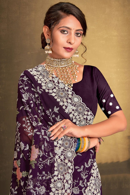 Purple Colour Georgette Designer Saree LC1121515 A