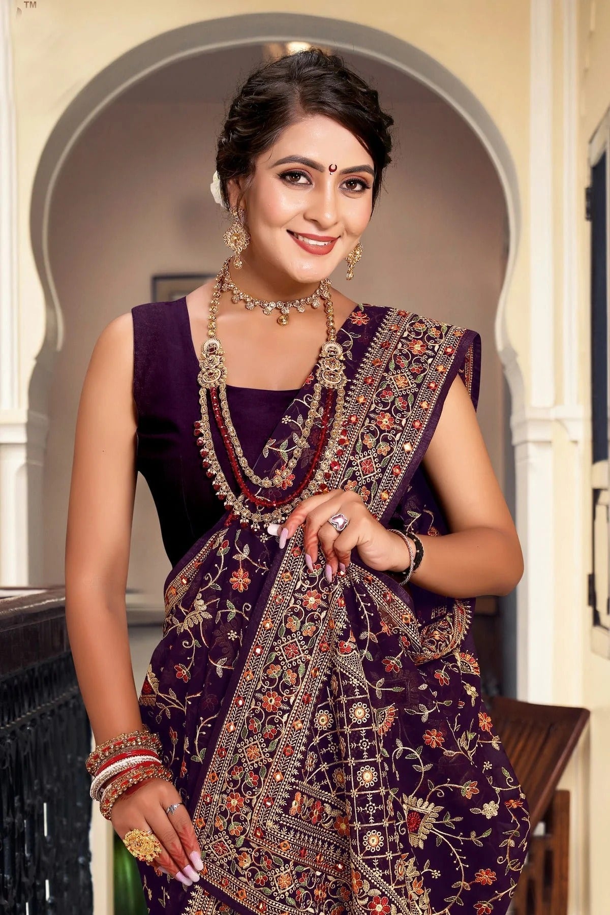 Purple Colour Georgette Designer Saree LC1121644 A