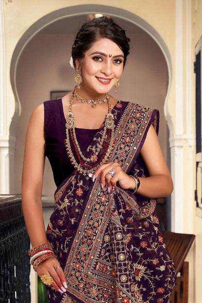 Purple Colour Georgette Designer Saree LC1121644 A