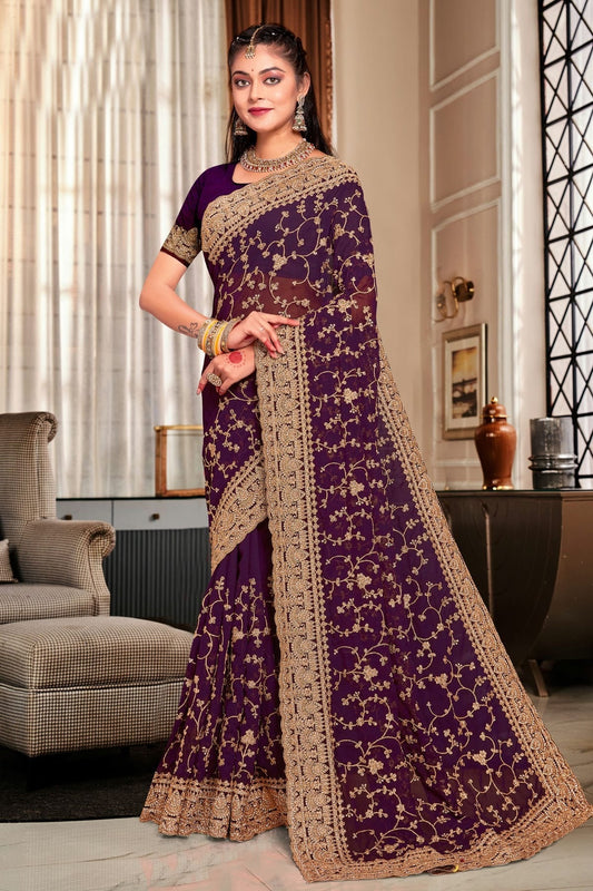 Purple Colour Georgette Designer Saree LC1121722