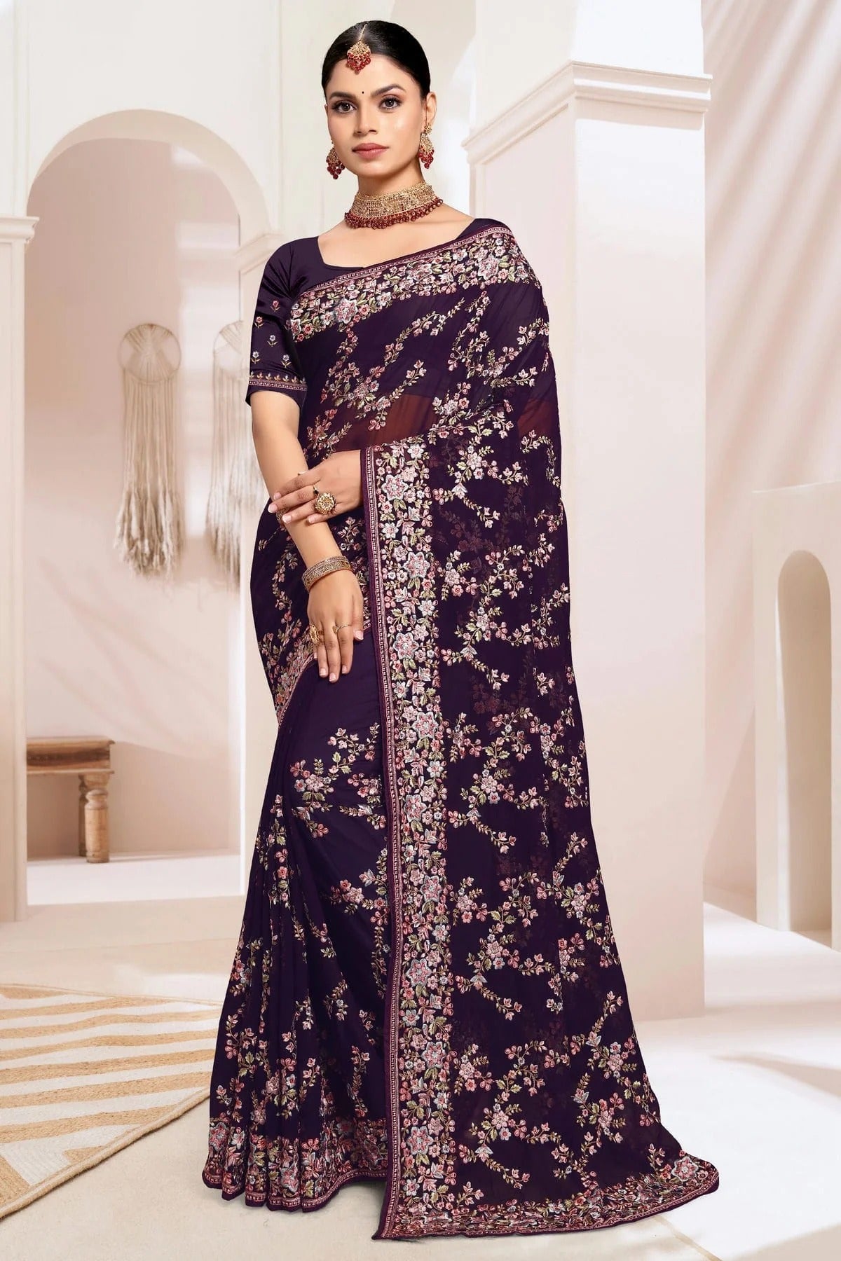 Purple Colour Georgette Designer Saree SD1091182
