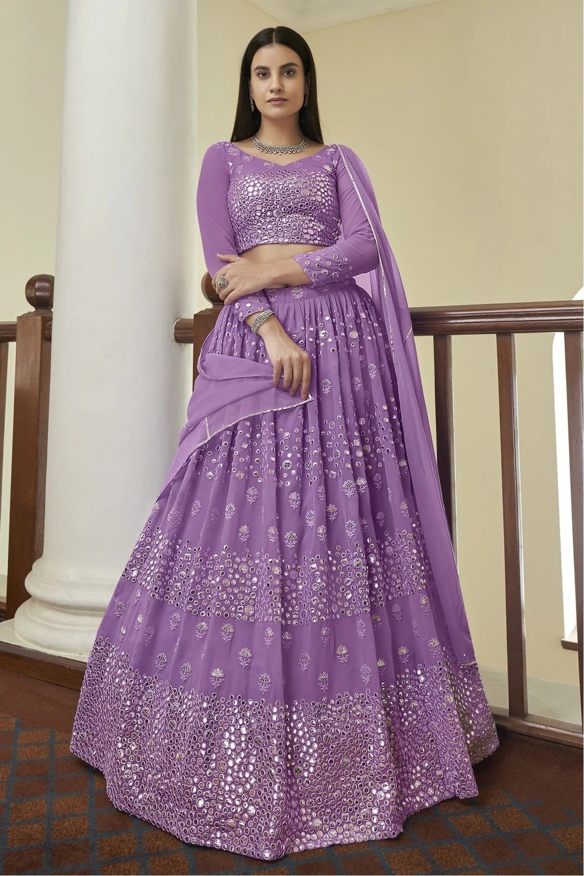 Purple Colour Georgette Embroidery Lehenga Choli LC1080551